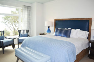 seaside sophisticated bedroom designed by j banks design group in the Timbers Kiawah Ocean Club & Residences